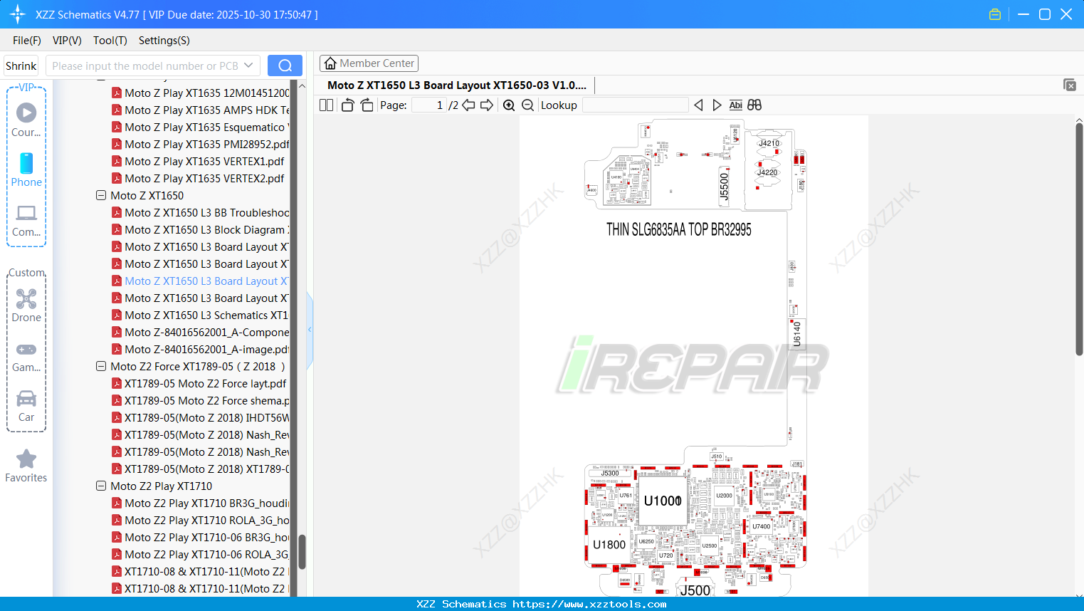 Motorola Moto Z XT1650 L3 Board Layout XT1650-03 V1.0